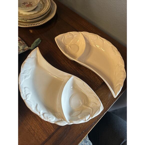 Vintage Belmar‎ of California Divided 2-Piece White Relish Tray 406 Vegetable - Picture 7 of 7